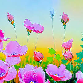 Pink poppies at dawn by Viktor Birkus