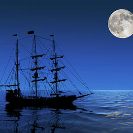 Pirate Ship In The Moonlight