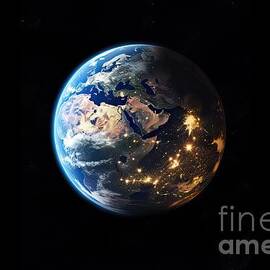 planet earth globe view from space showing realistic earth surface and world map as in outer space point of view elements of this image furnished by nasa planet earth from space photos by N Akkash