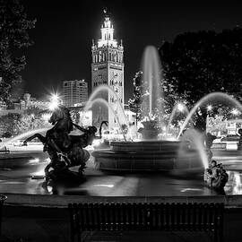 Plaza Fountain Black and White by Steven Bateson