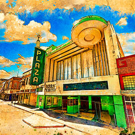Plaza Theater in Laredo - digital painting with vintage look by Nicko Prints