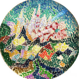 Pointillist Abstraction Flowers  by Joseph Stella