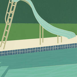 Pool with a slide by Mary Lynn Blasutta