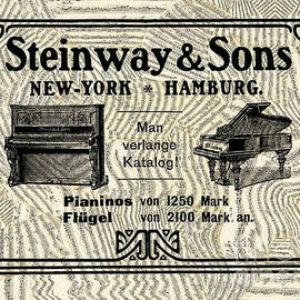 Pre-war advertisement for steinway pianos hamburg new york. Big collage by Elena Gantchikova