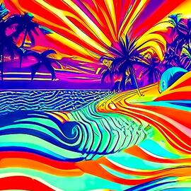 Psychedelic Beach Sunrise by Mo Barton