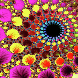 Psychedelic Round Spiraling Fractal Abstract  by Shelli Fitzpatrick