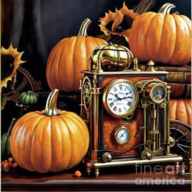 Pumpkins with Clock by Jerzy Czyz
