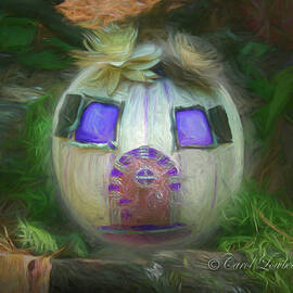Purple Eyed Pumpkin House in the Woods by Carol Lowbeer