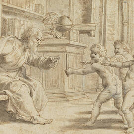 Putti Testing a Mans Perception of Depth 1613 by Peter Paul Rubens