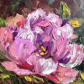 Elegant floral paitning Queen of peonies by Olena Leus