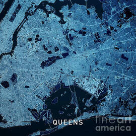 Queens New York 3D Render Map Blue Top View Apr 2019 by Frank Ramspott