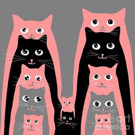 Queuing cats by Elaine Hayward