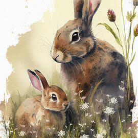 Rabbit with Baby Bunny by Laura's Creations