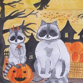 Raccoon family's Halloween  by Kiruthika S