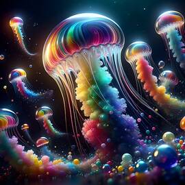 Rainbow Jellyfish by Moth Fluff