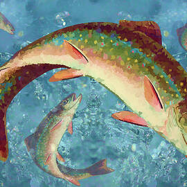 Rainbow Brook Trout Freshwater Fish Painting  by Shelli Fitzpatrick