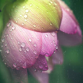 Rainy Day Lotus Bud by Nancy Carol Photography