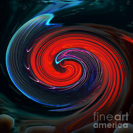 Red and bue Wave Abstract by Carol Lowbeer