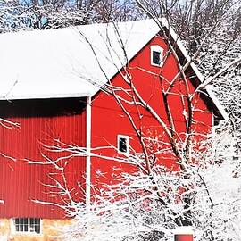 Red Barn in Winter Snow by Elizabeth Pennington