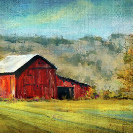 Red Barn on the Yellowstone by Theresa Ruby