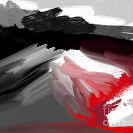 Automatism Abstract Red Black Grey Iceberg by Sarah Niebank