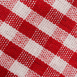 Red checkered fabric tablecloth pattern texture background diagonal view, red checkered fabric closeup, tablecloth texture macro view by Julien