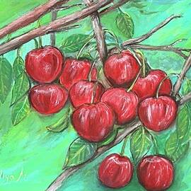 Red cherries on the tree by Yuliya Milinska