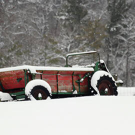 Red Farm Implement in the Snow by David T Wilkinson