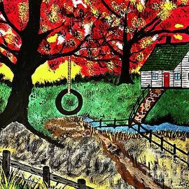 Red Maple Tree With Tire Swing  by Jeffrey Koss