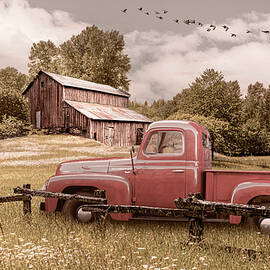 Red Truck in the Country Summertime by Debra and Dave Vanderlaan