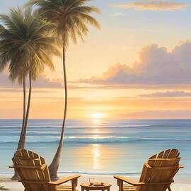 Relaxing beach sunset palm by LMzKone Narciso Marlene