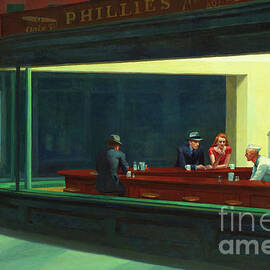 Remastered Art Nighthawk by Edward Hopper 20220107 v2c by Edward-Hopper