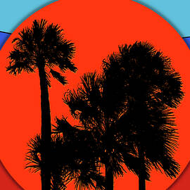Retro Colorful Palm Tree Scene by Dan Sproul