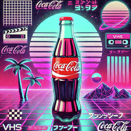 Retro Pop Coca Cola Synthwave Typography Art Poster by Bob Orsillo by Bob Orsillo Studio d'artista