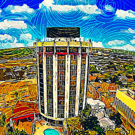 Rio Grande Plaza hotel in Laredo, Texas - impressionist painting by Nicko Prints