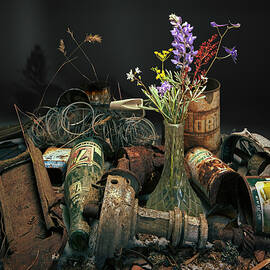 Roadside Trash and Wildflowers by David Sams