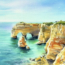 Rock Formations of Lagos Algarve Portugal painting by Dora Hathazi Mendes