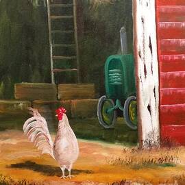 Rooster In A Barn Door by Lee Piper