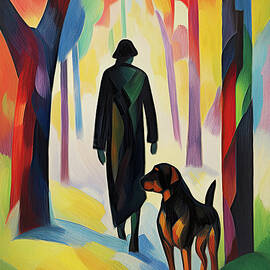 Rottweiler dog walking in the park 03 - Madeleine Macke by Madeleine Macke
