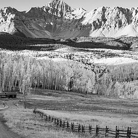 Rustic Journey Towards Wilson Peak Surrounding In Monochrome Glory - A Panoramic View by Gregory Ballos