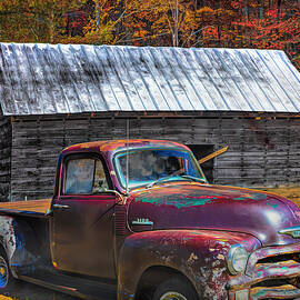 Rusty Chevy at the Autumn Farm Barn by Debra and Dave Vanderlaan