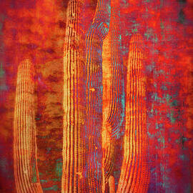 Saguaro Abstract In Shades Of Red by Saija Lehtonen
