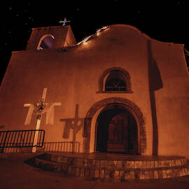 San Jose Catholic Church at night 