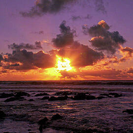 Sandymouth Beach Winter Sunset Cornwall by Richard Brookes