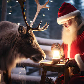Santa Claus and his Reindeer 5 by Wes and Dotty Weber
