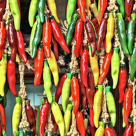 Santa Fe - Red and Green Peppers - Horizontal by Allen Beatty
