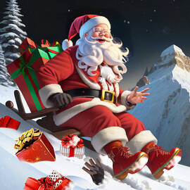 Santa and the sleigh crash by Louise Lavallee
