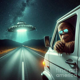 Sasquatch on the Road by Phil Perkins