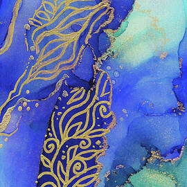 Sea Foliage Abstract Ink - Vertical by Olga Shvartsur