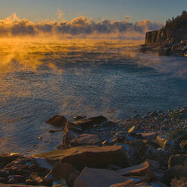 Sea Smoke At Sunrise  by Stephen Vecchiotti